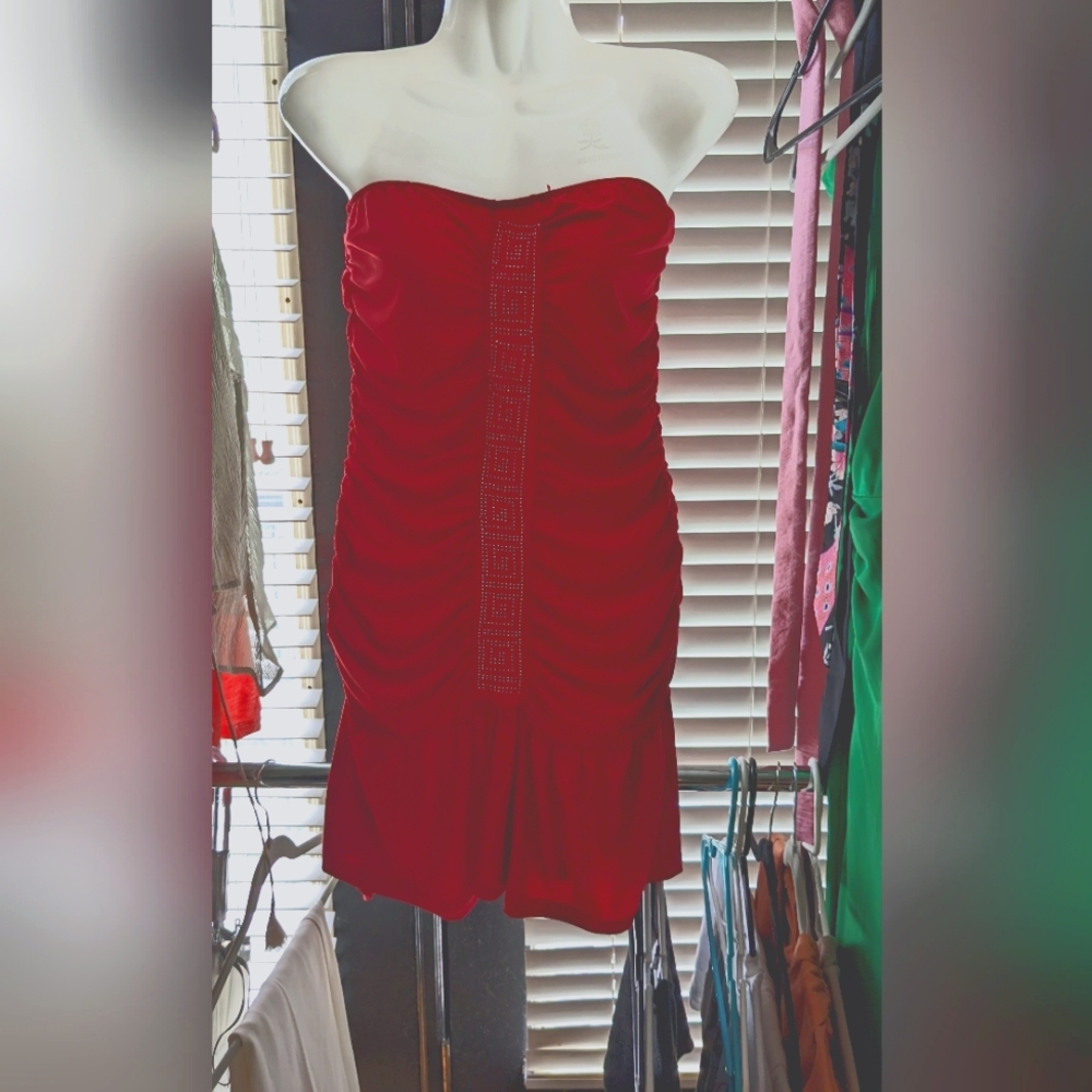 Strapless Red Mini Dress